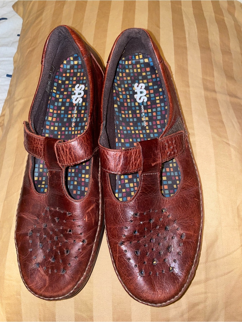 SAS Women's Chestnut Mahogany Leather Slip-On Mary Jane Style Loafers